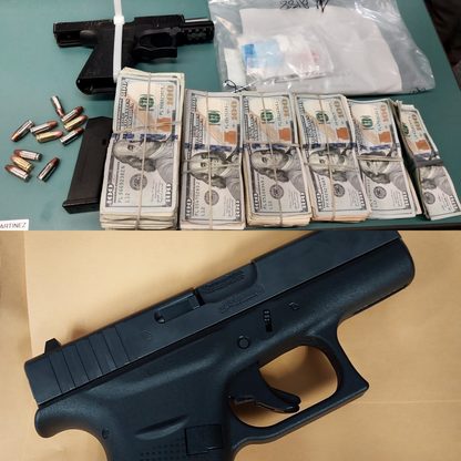 Image of weapons and narcotics seized during enforcement operation