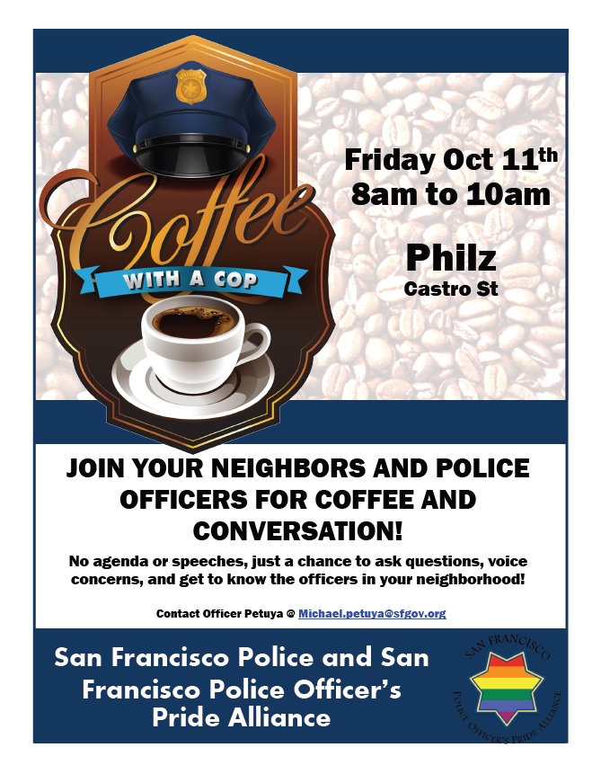 Coffee with a Cop Flyer for SF Police Officer's Pride Alliance
