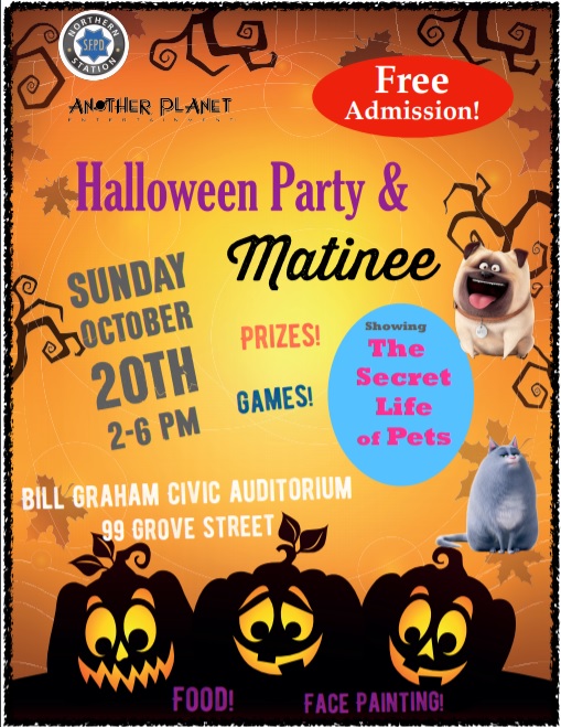 Flyer for Halloween Party and Movie Showing