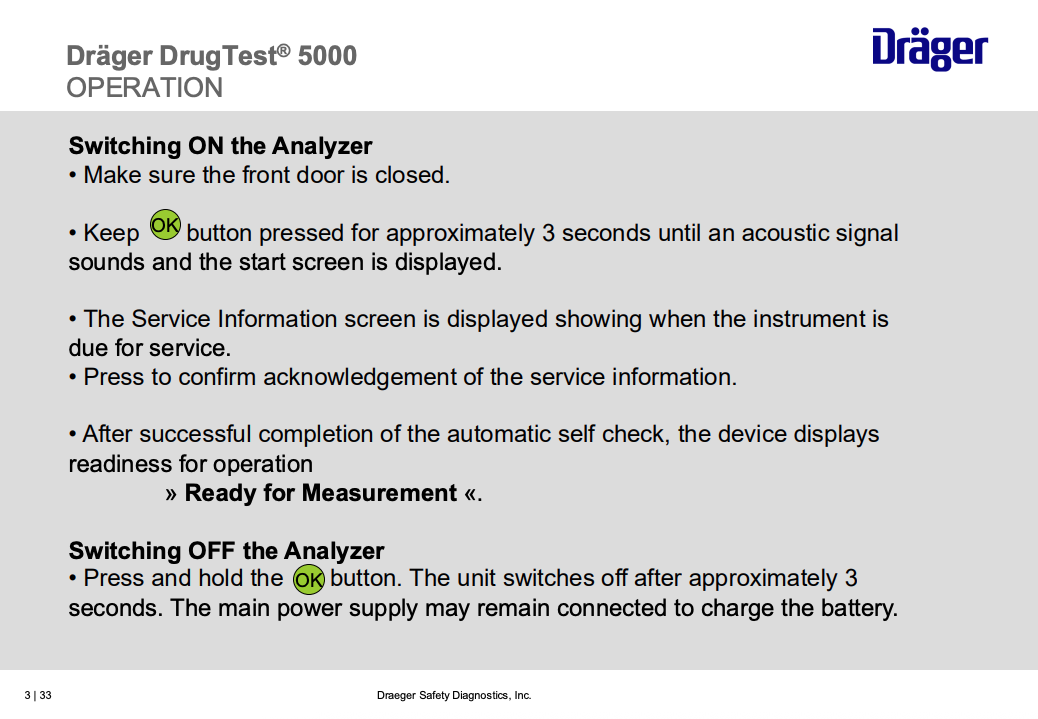 A photo-illustrated guide on Draeger Drug Test 5000