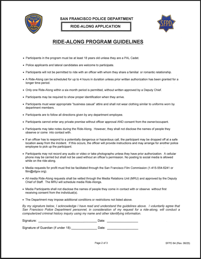 Ride-along application page 2
