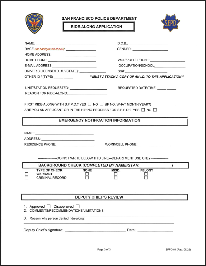 Ride-along application page 3