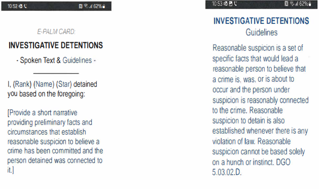 Screenshots of the e-Palm Cards