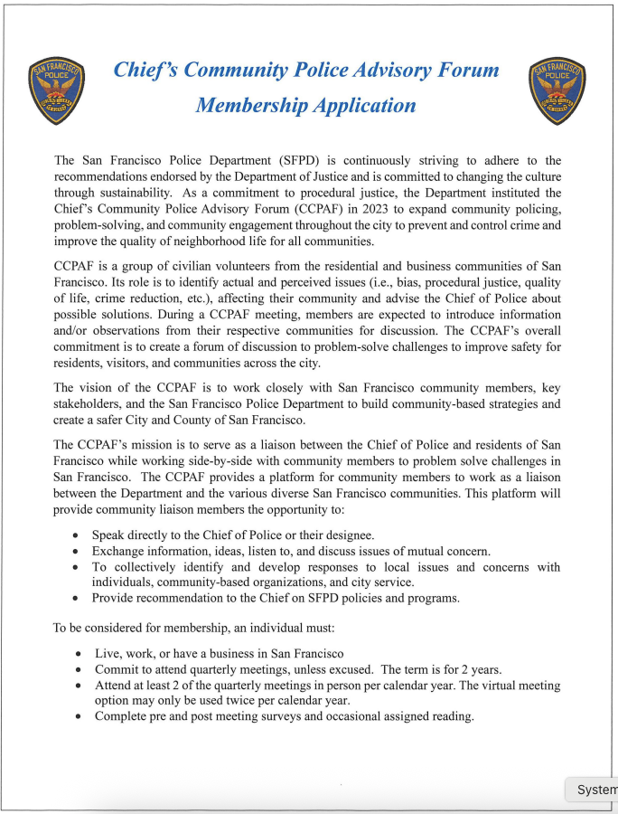 screenshot of CCPAF Application page 1