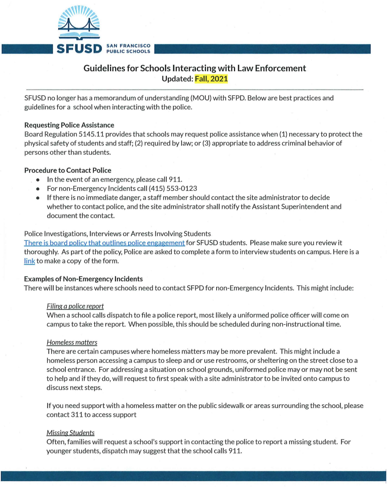 Guidelines for Schools Interacting with Law Enforcement page 1