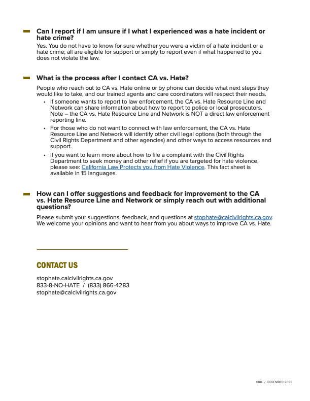 CA vs. Hate brochure page 2