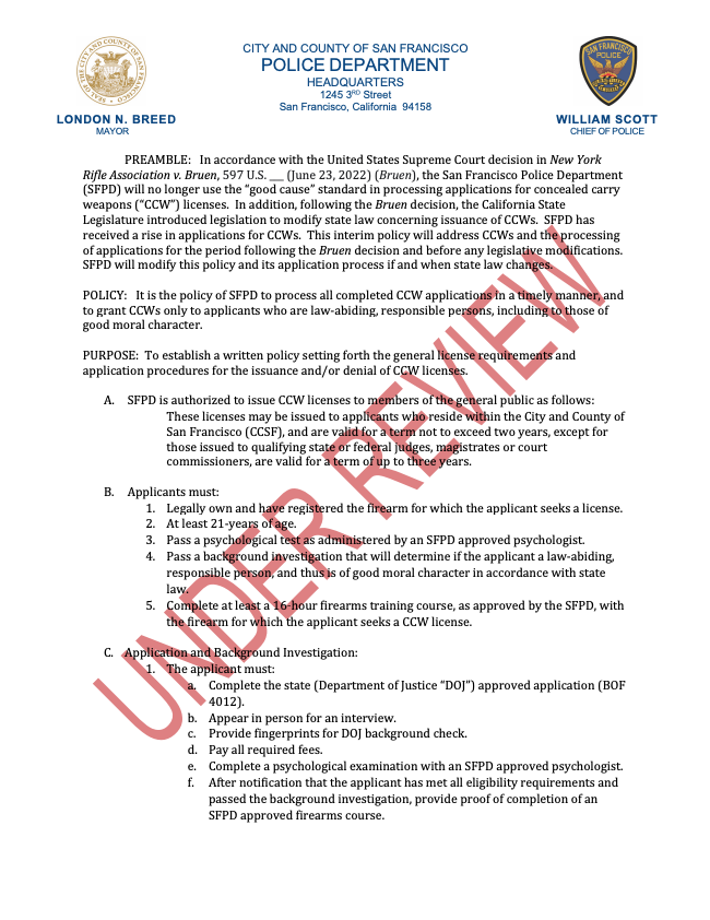 Carrying Concealed Weapon Policy page 1