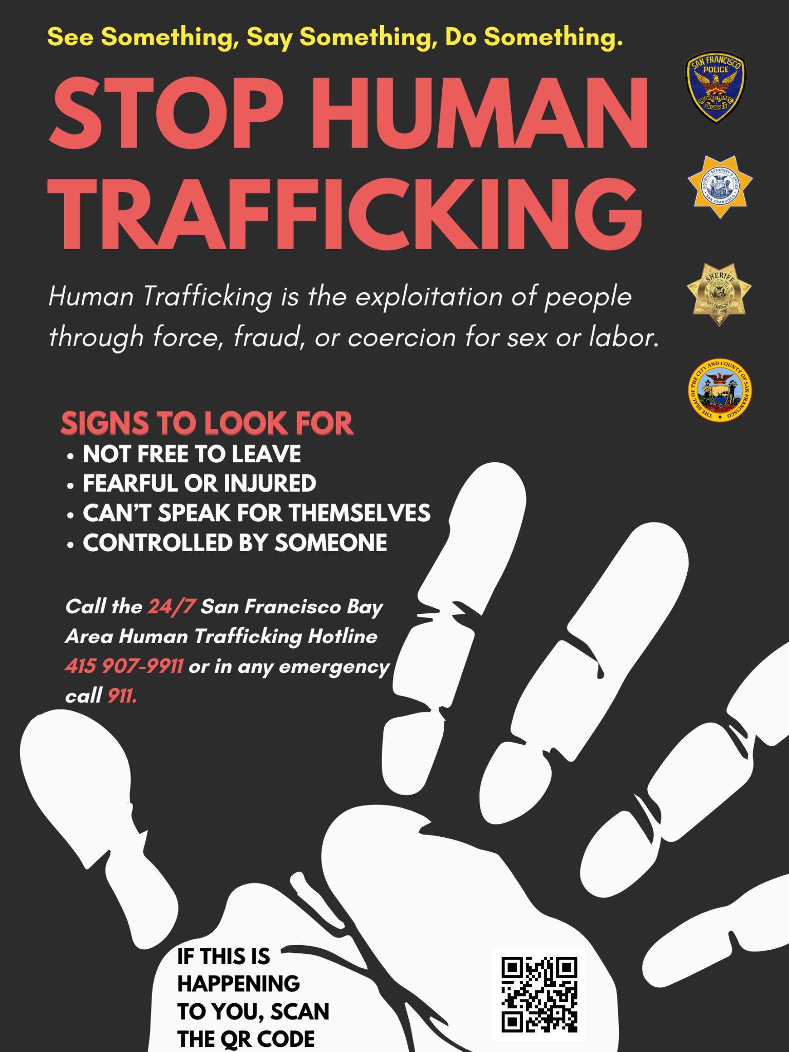 Informational flyer regarding human trafficking