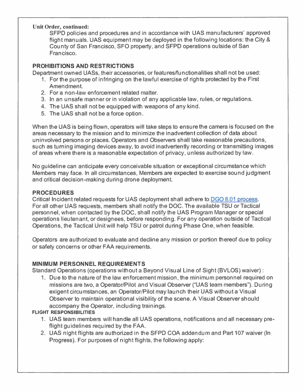 Department Drone Policy Unit Order Issued to Technical Services Unit (TSU) (24-01) page3