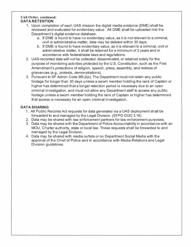 Department Drone Policy Unit Order Issued to Technical Services Unit (TSU) (24-01) page5