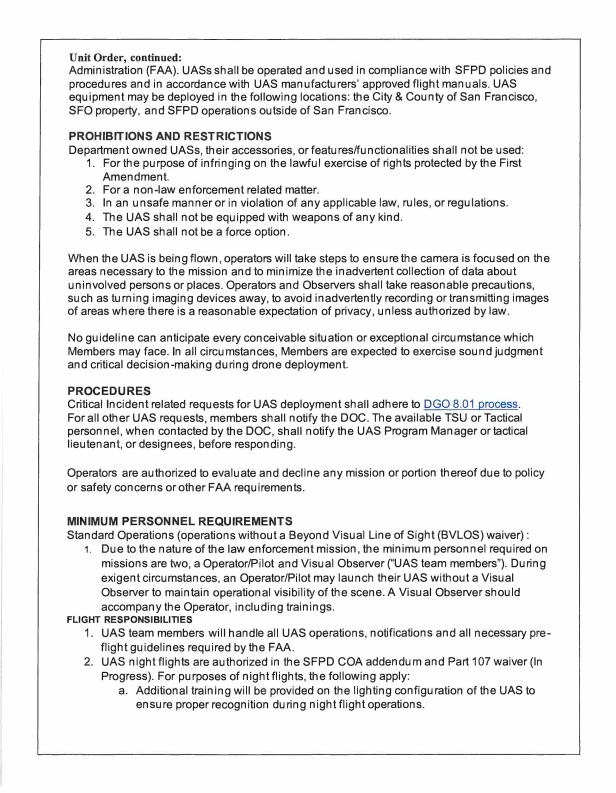 Department Drone Policy Unit Order Issued to Tactical Company (TAC) (24-02) page 3