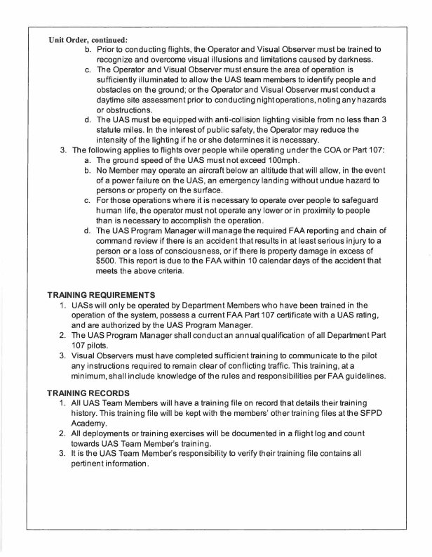 Department Drone Policy Unit Order Issued to Tactical Company (TAC) (24-02) page 4
