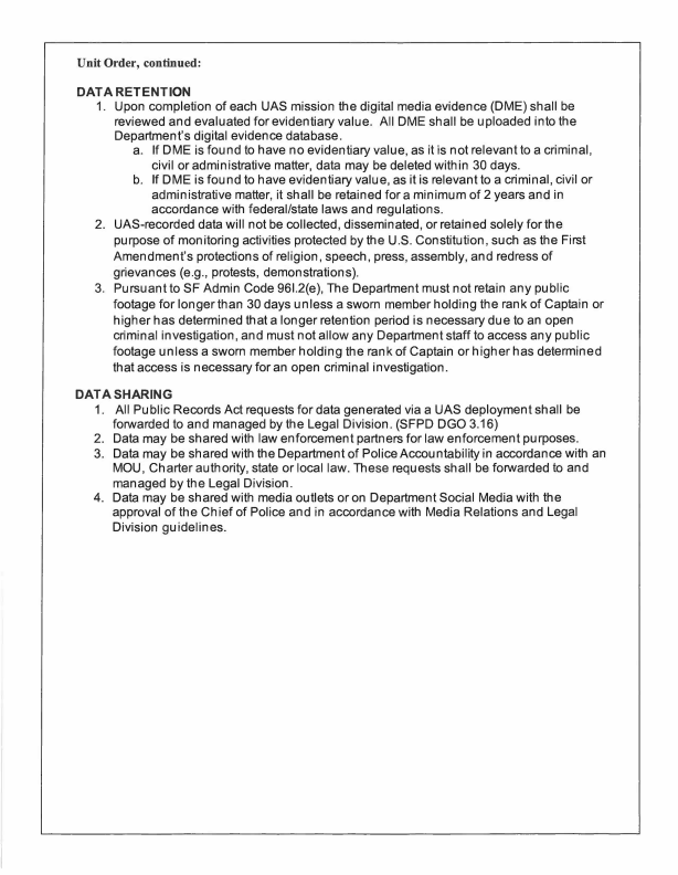 Department Drone Policy Unit Order Issued to Tactical Company (TAC) (24-02) page 5