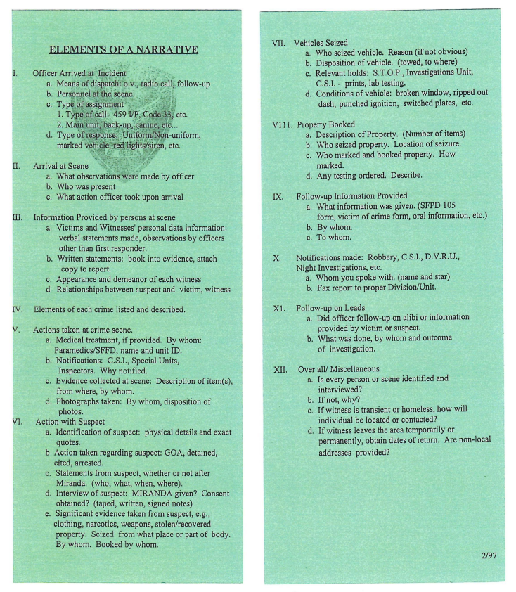 Image of Elements of a Narrative Outline card