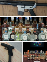 Image of firearms and evidence seized from arrest of prolific theft crew