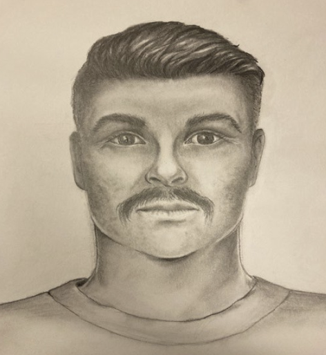 Composite sketch of person of interest sought in homicide of Lindsay Elaine McCollum and Eddie Wayne Tate.