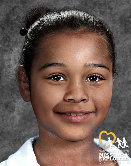 Image of an age progression portrait of Arianna Fitts at age 8