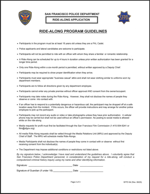 Ride-along application page 2