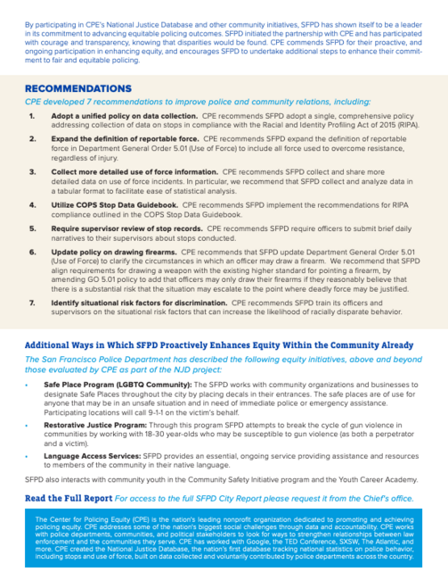 CPE National Justice Database City Report Summary page 2