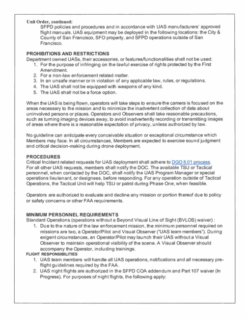 Department Drone Policy Unit Order Issued to Technical Services Unit (TSU) (24-01) page3