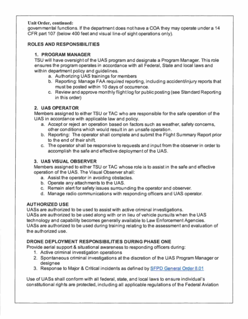 Department Drone Policy Unit Order Issued to Tactical Company (TAC) (24-02) page 2