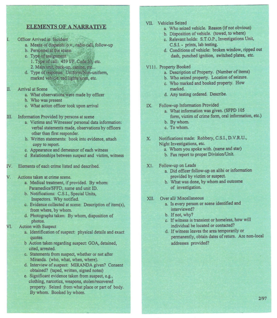 Image of Elements of a Narrative Outline card
