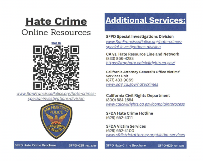 Image of department brochure on hate crime