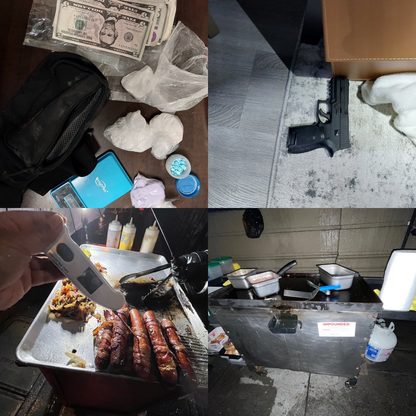 Image of narcotics, firearms, and items seized during enforcement operation
